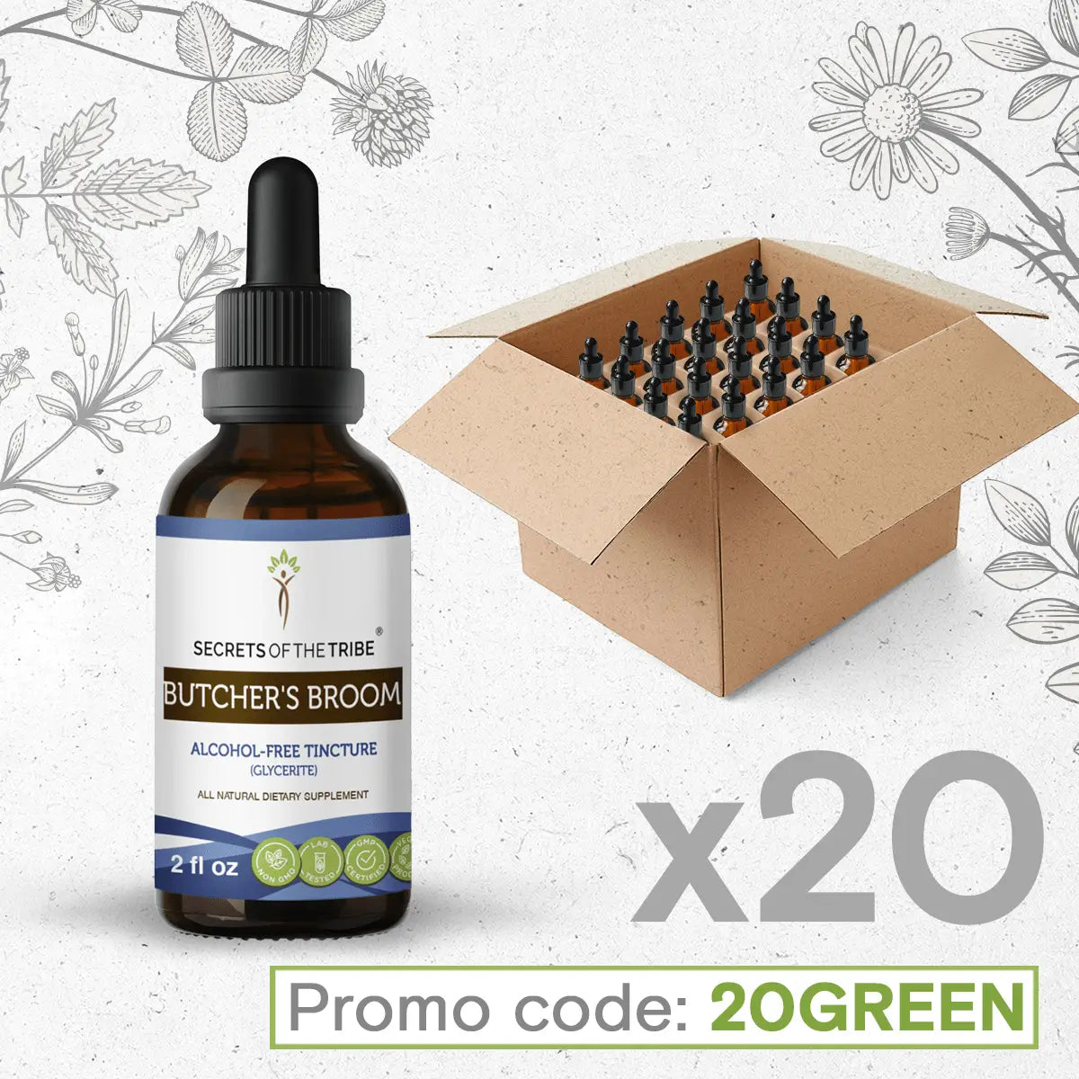Butcher's Broom Tincture Bundle 20 Secrets Of The Tribe Tincture Secrets Of The Tribe