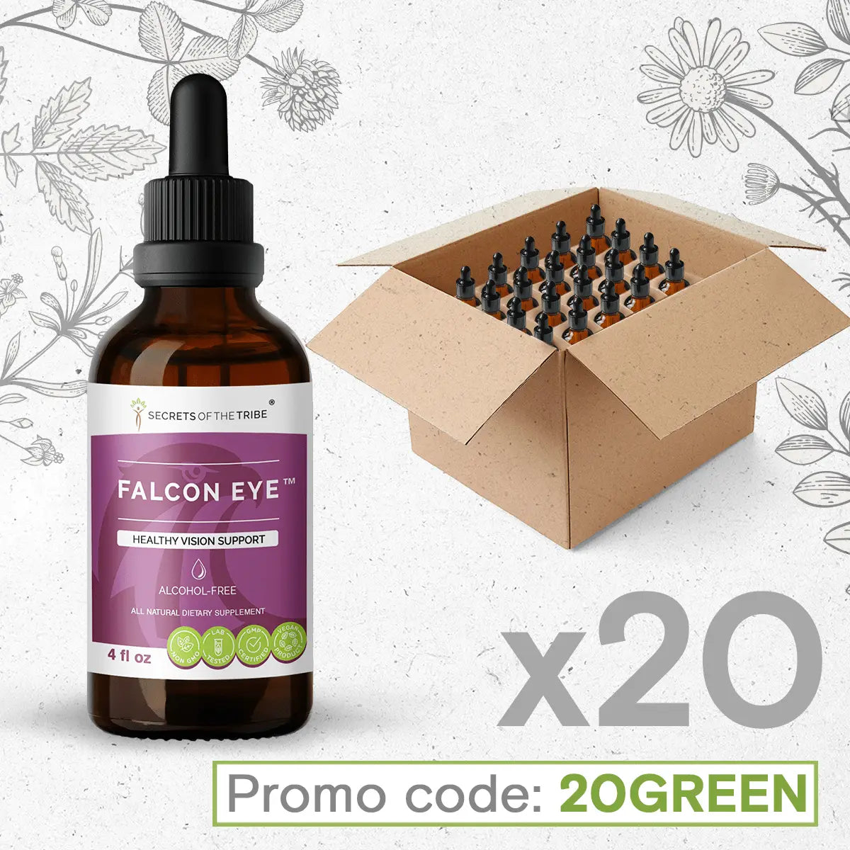Falcon Eye Extract. Healthy Vision Support Bundle 20 Secrets Of The Tribe Blend Secrets Of The Tribe