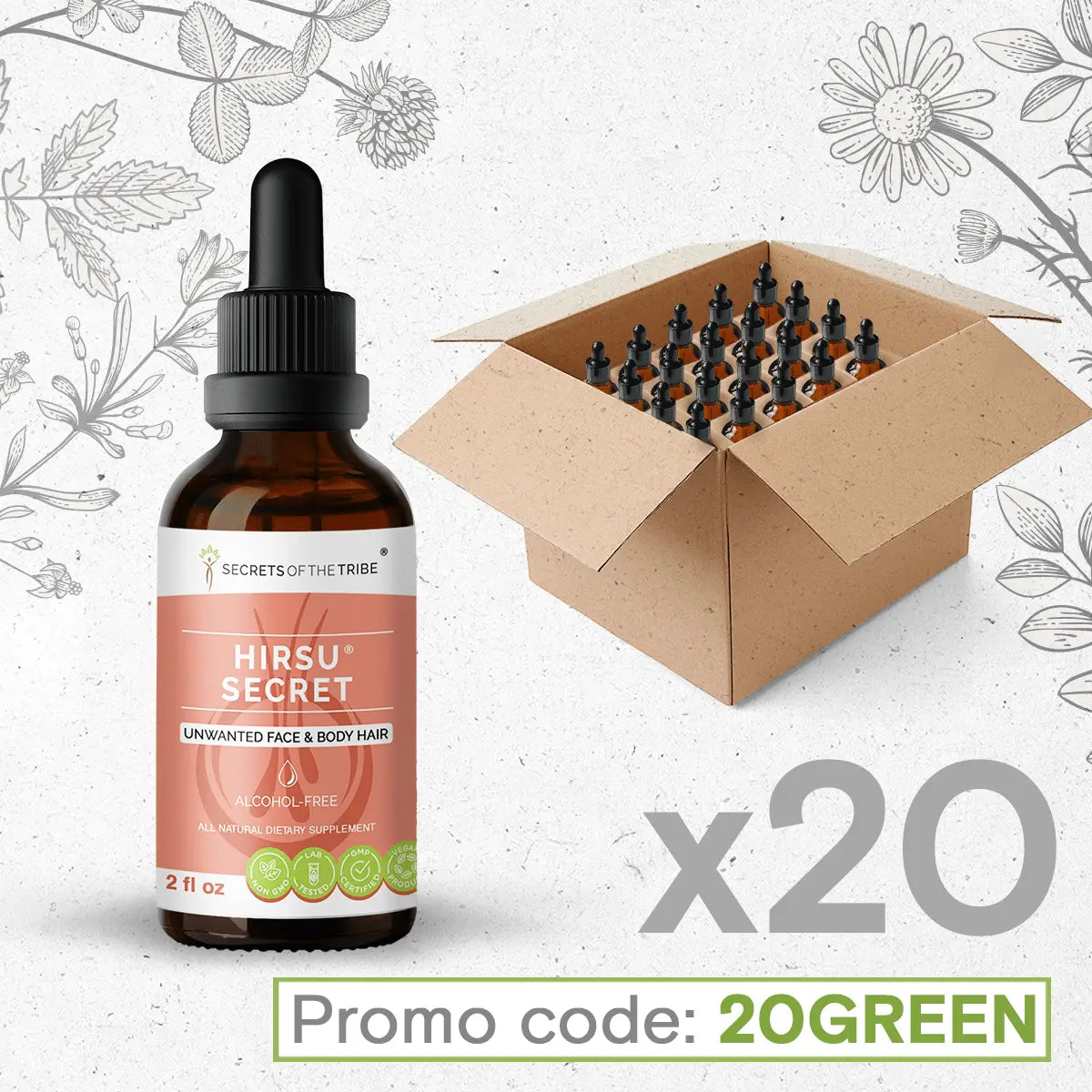 Hirsu Secret. Unwanted Face & Body Hair Bundle 20 Secrets Of The Tribe Blend Secrets Of The Tribe