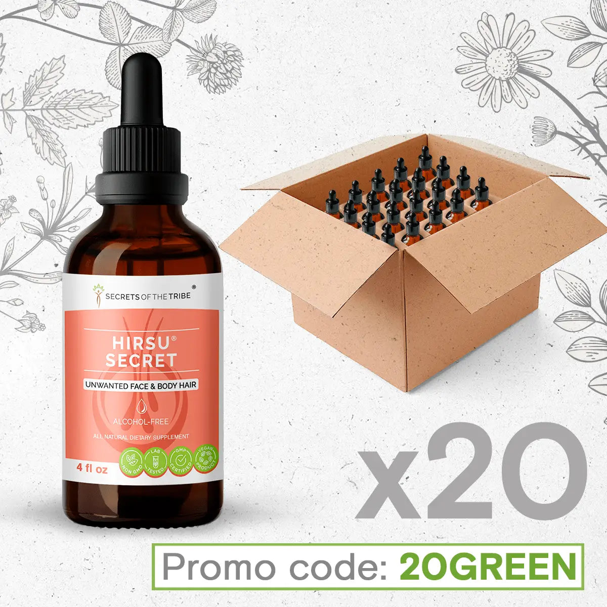 Hirsu Secret. Unwanted Face & Body Hair Bundle 20 Secrets Of The Tribe Blend Secrets Of The Tribe