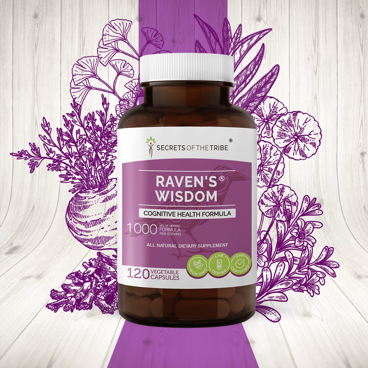 Raven's Wisdom Capsules. Cognitive Health Formula Secrets Of The Tribe Blend Secrets Of The Tribe
