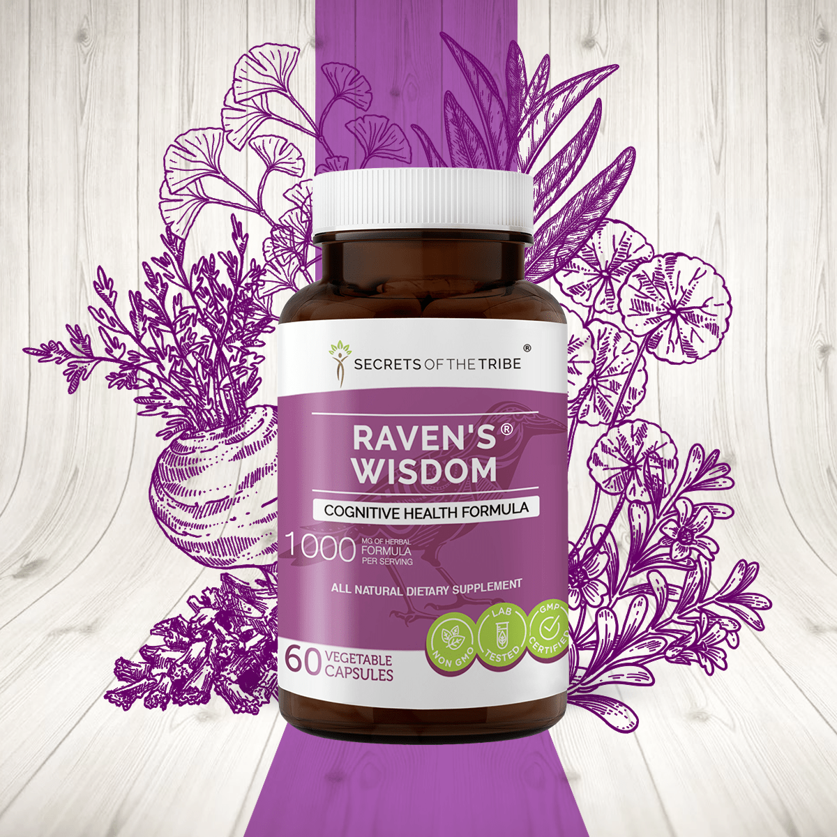 Raven's Wisdom Capsules. Cognitive Health Formula Secrets Of The Tribe Blend Secrets Of The Tribe