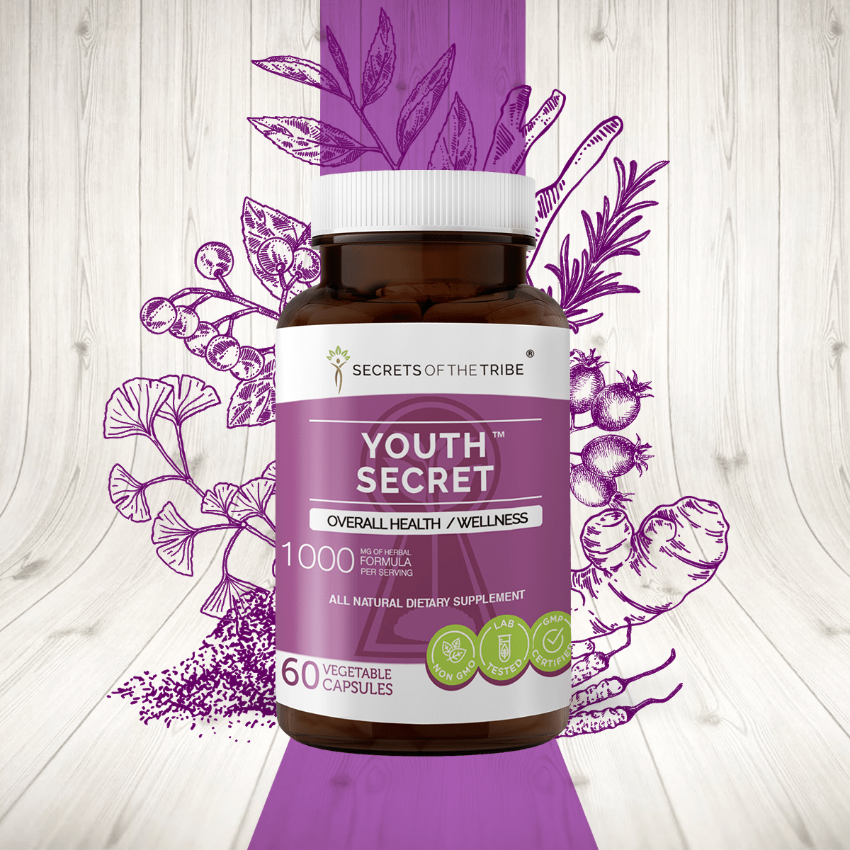 Youth Secret Capsules. Overall Health /Wellness Secrets Of The Tribe Blend Secrets Of The Tribe