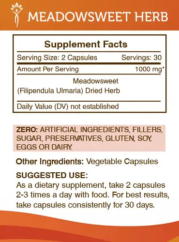 Buy Meadowsweet Capsules online - Secrets Of The Tribe