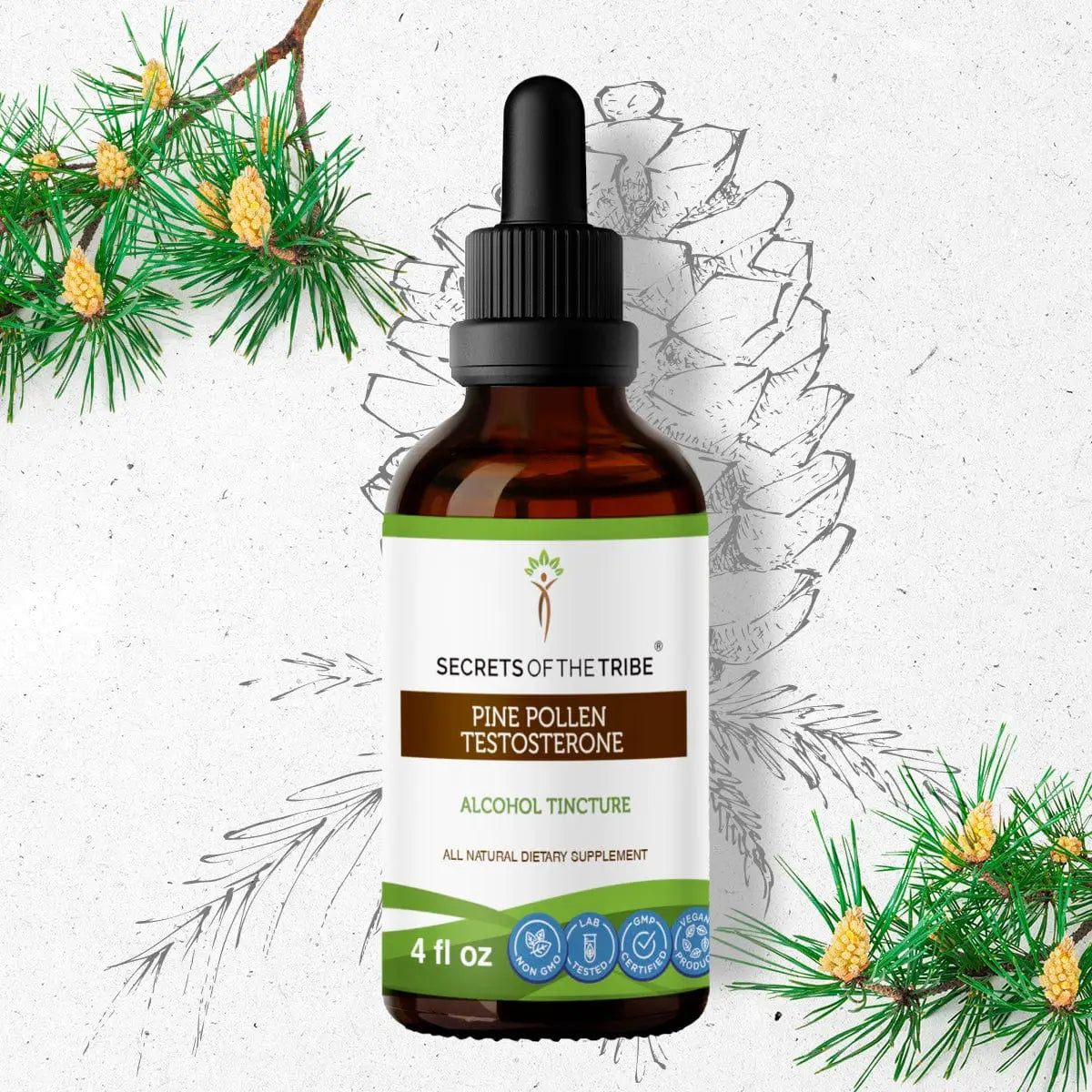 Pine Pollen Testosterone Tincture - Secrets Of The Tribe 