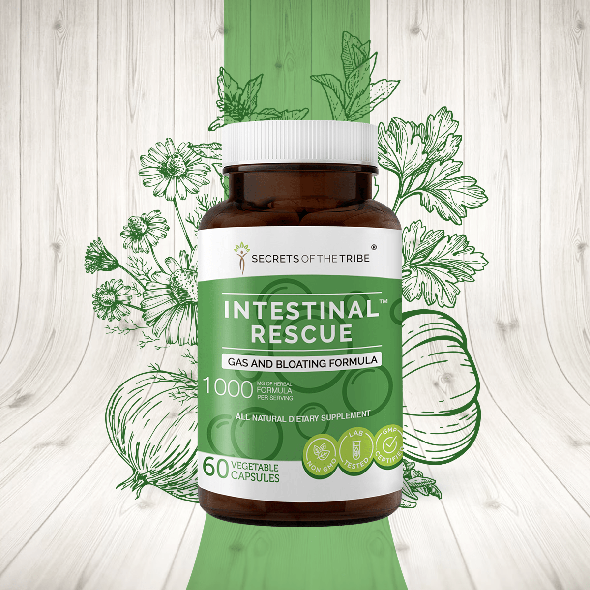 Intestinal Rescue Capsules. Gas and Bloating Formula